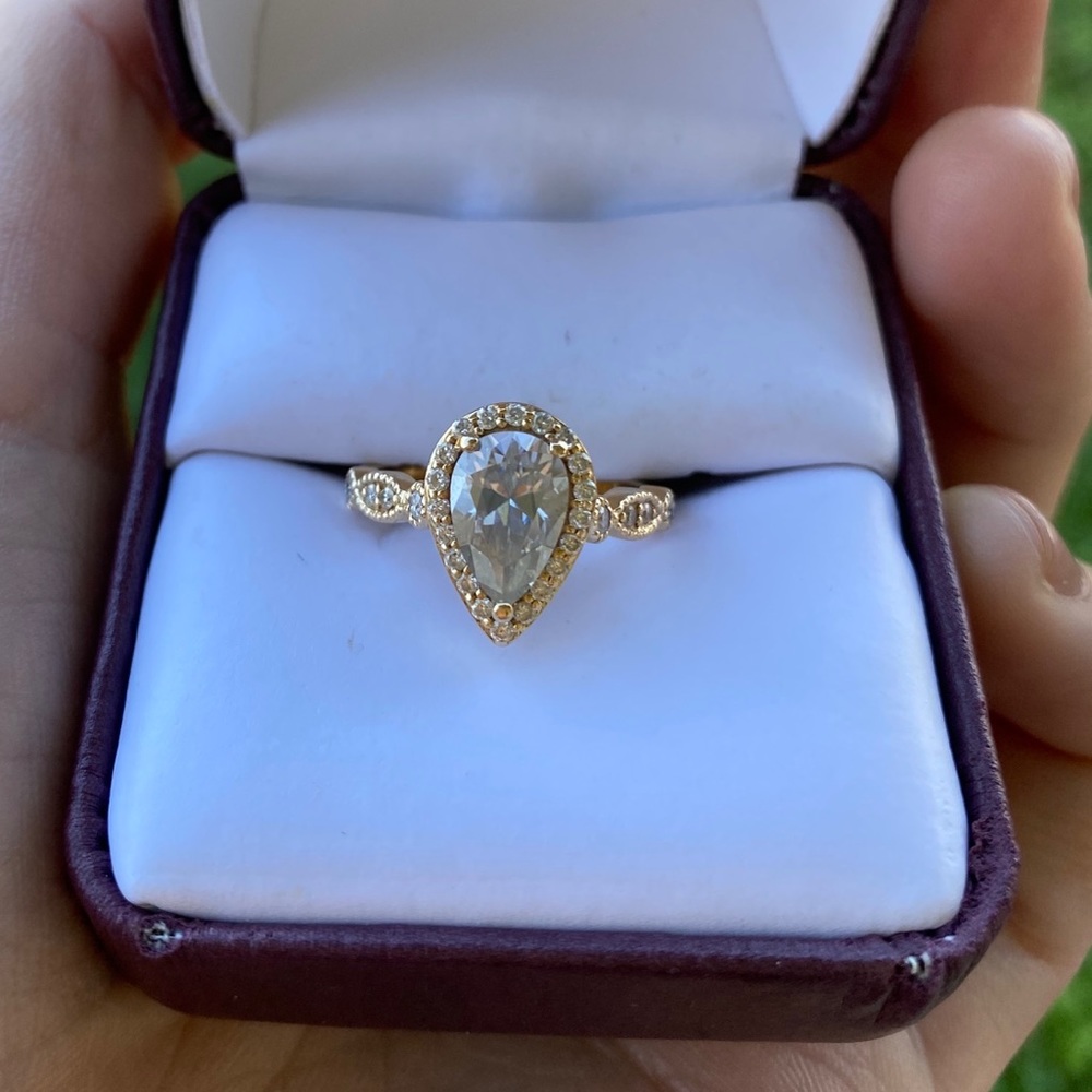 14K Gold and Moissanite Ring